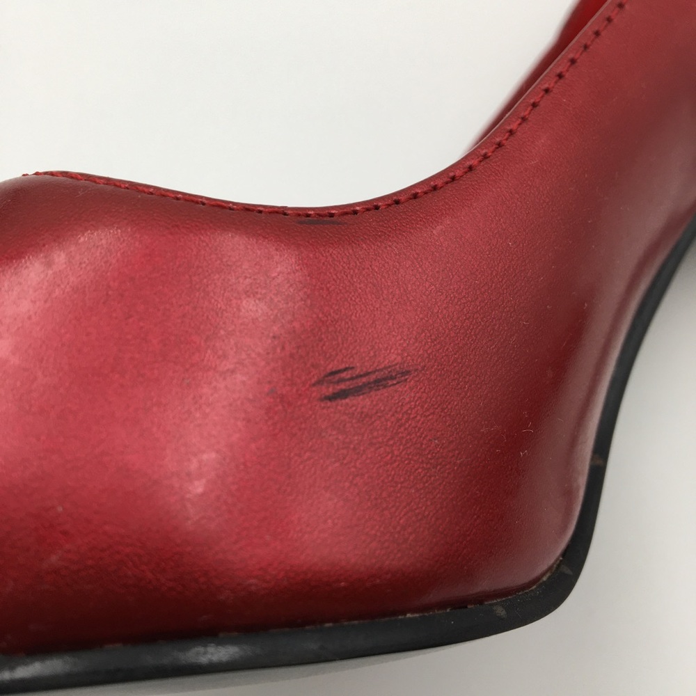 Vintage 4” Deep Red Fredericks of Hollywood Faux Leather Stilettos Size 10 👠🔥 - Picture 11 of 16